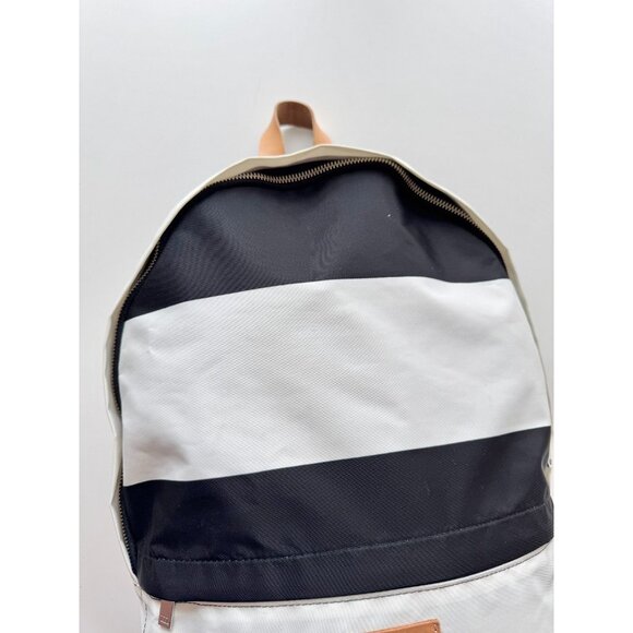 MARIMEKKO Enni Galleria Black White Striped Ripstop Leather Strap Backpack - Picture 2 of 16